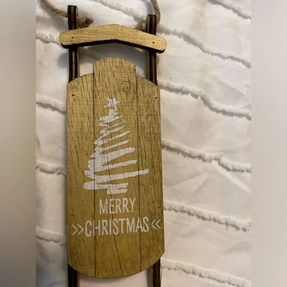 At Home wood sleigh Christmas ornaments bundle of 3 - Picture 2 of 6